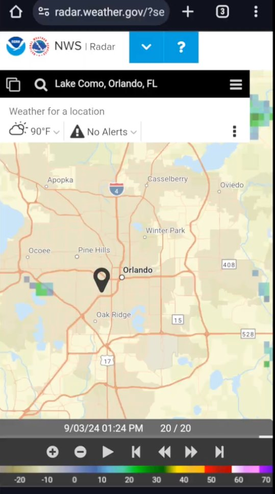 Live NWS weather radar for Orlando